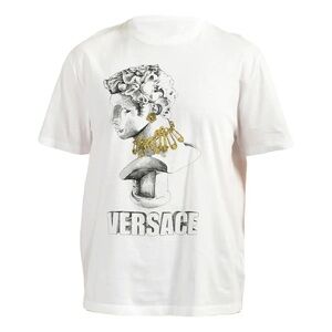 Versace Sculpture Print Cotton Jersey T-Shirt White Graphic Tee Size S